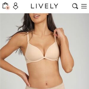 NEW Lively Deep V No-Wire Push-Up Bra Toasted Almond